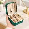 Zippered Leather-Material Jewelry Storage Case with Lid Hooks, Interior Pocket, Ring Rolls, and Removable Dividers