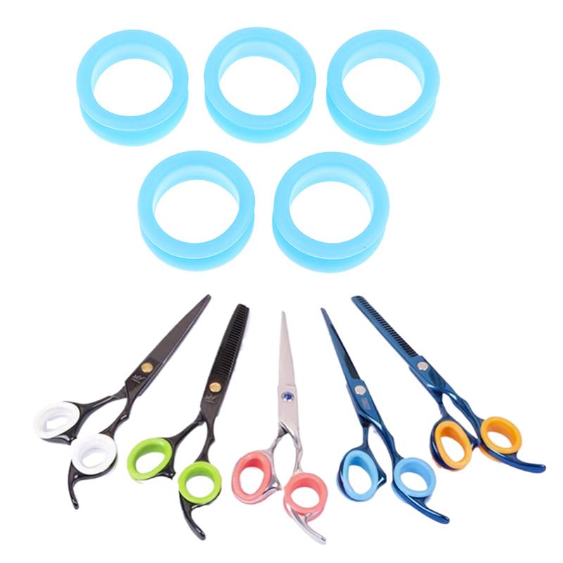 5Pcs Barber Hair Shears Grooming Scissor Protector Cutting Curved Thinning Shears Finger Ring Grip Inserts Ring For Salon Barber