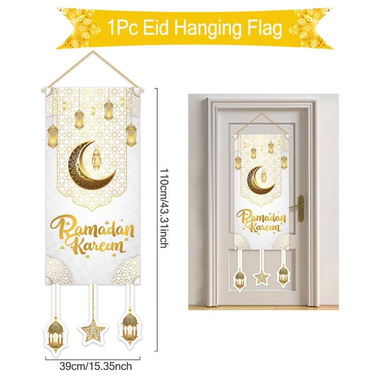 Eid Mubarak Dekobanner 2026 Kareem Ramadan Deko für Zuhause Ramadan Mubarak Hängende Flagge Islamische Muslimische Party Deko Eid Al Adha