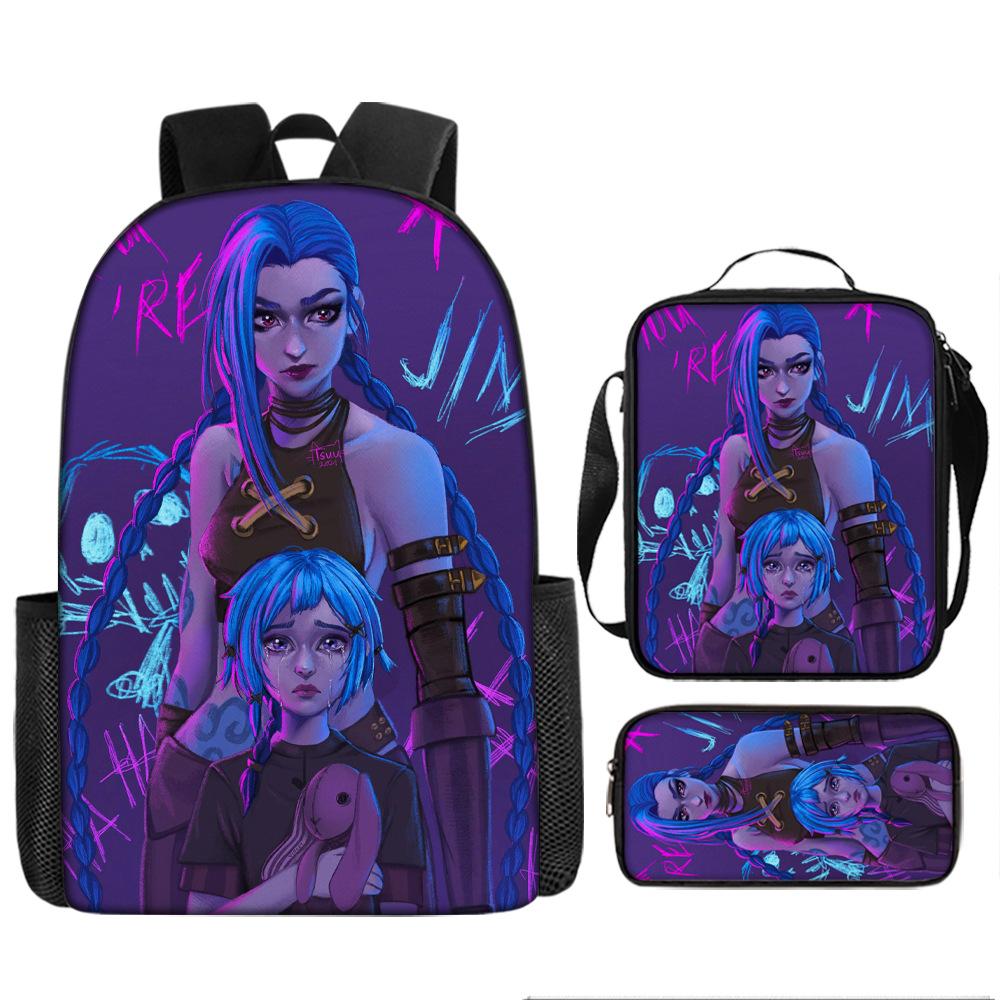 Battle of the Twin Cities Arcane Children's School Bag Pencil Case Backpack Elementary School Cartoon Backpack Three-piece Set