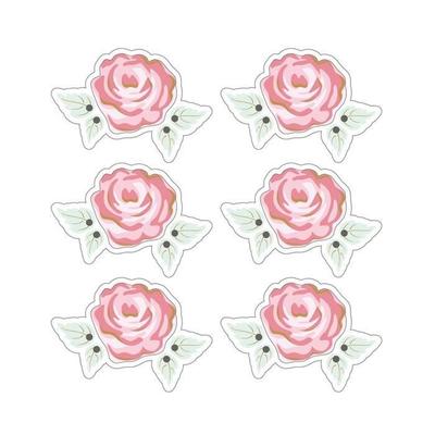 3D Stickers 4cm - Romantic Rose with White Outline