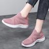 Breathable Mesh Women's Running Shoes Knitted Casual Sneakers Soft Walking Shoes Slip-on Flats Socks Shoes