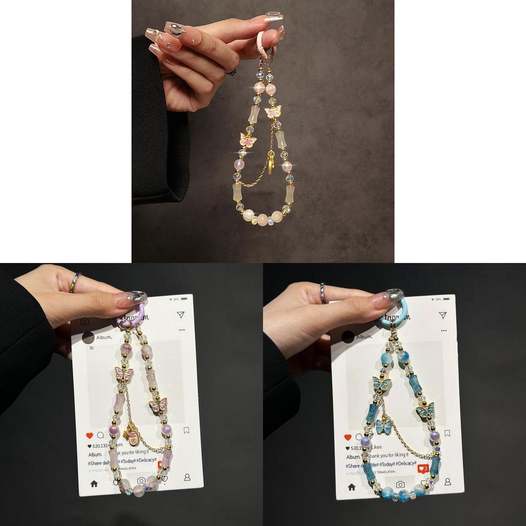 Style Butterfly Phone Strap With Alloy Chain For Women And Men