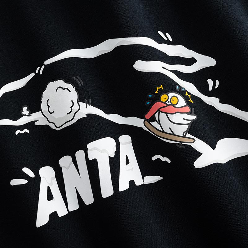 Anta Autumn Fleece Crewneck Sweatshirt Men tops Black 952548708-3
