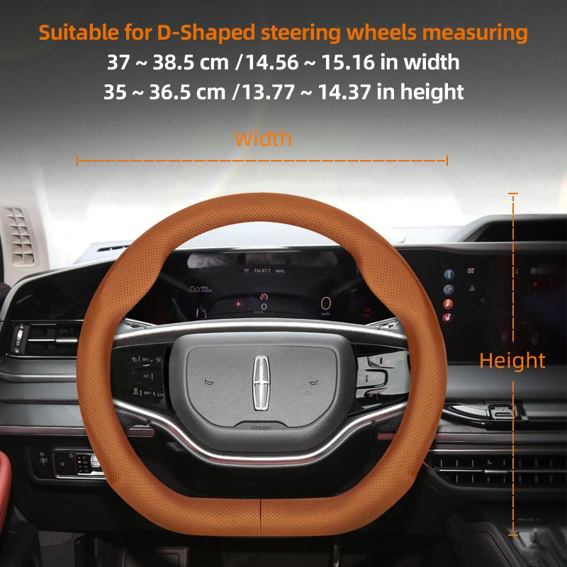 For Lincoln Z MKZ MKT MKC MKX MKS Navigator Aviator Nautilus Corsair Continental Leather Breathable Car Steering Wheel Cover