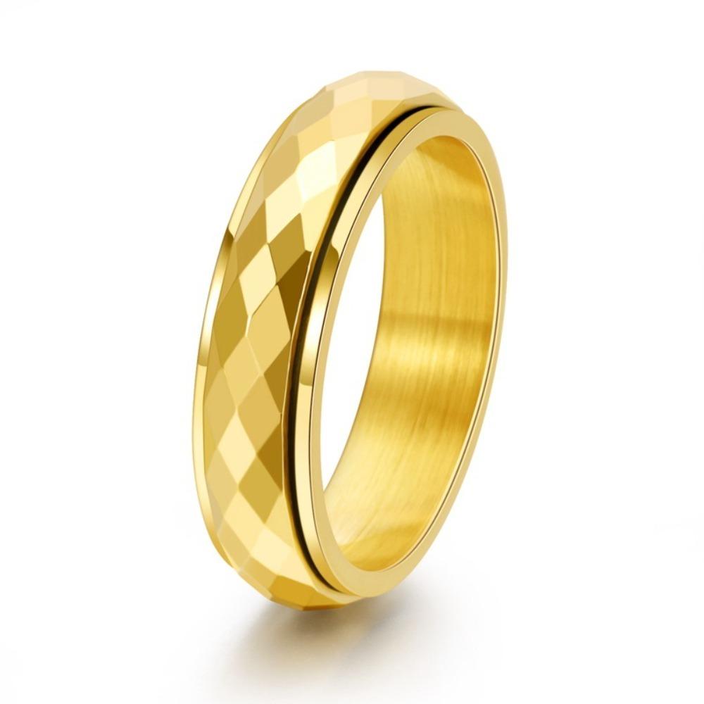 Unisex Titanium Steel Rotating Diamond Ring Wide Narrow Face Trendy Jewelry for Men Women