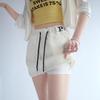 Women's Gray High-Waist A-Line Sports Skirt with Attached Shorts - Spring to Autumn Wear