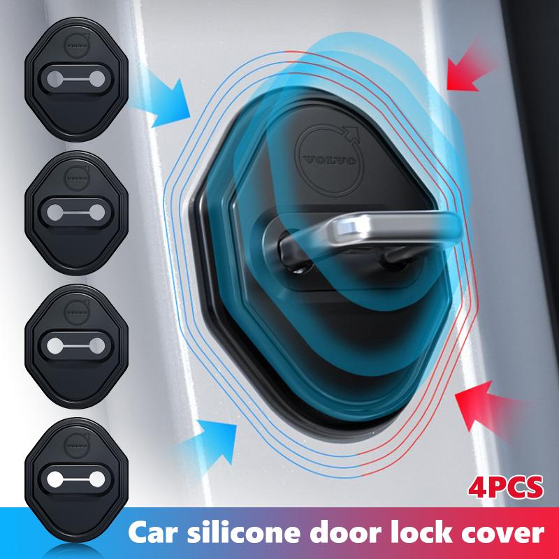 Universal Car Silicone Door Lock Anti-Collision Cover Accessories For Volvo AWD XC60 S40 XC40 XC90 C30 C70 S60 S80 S90 T6 V40 JG2