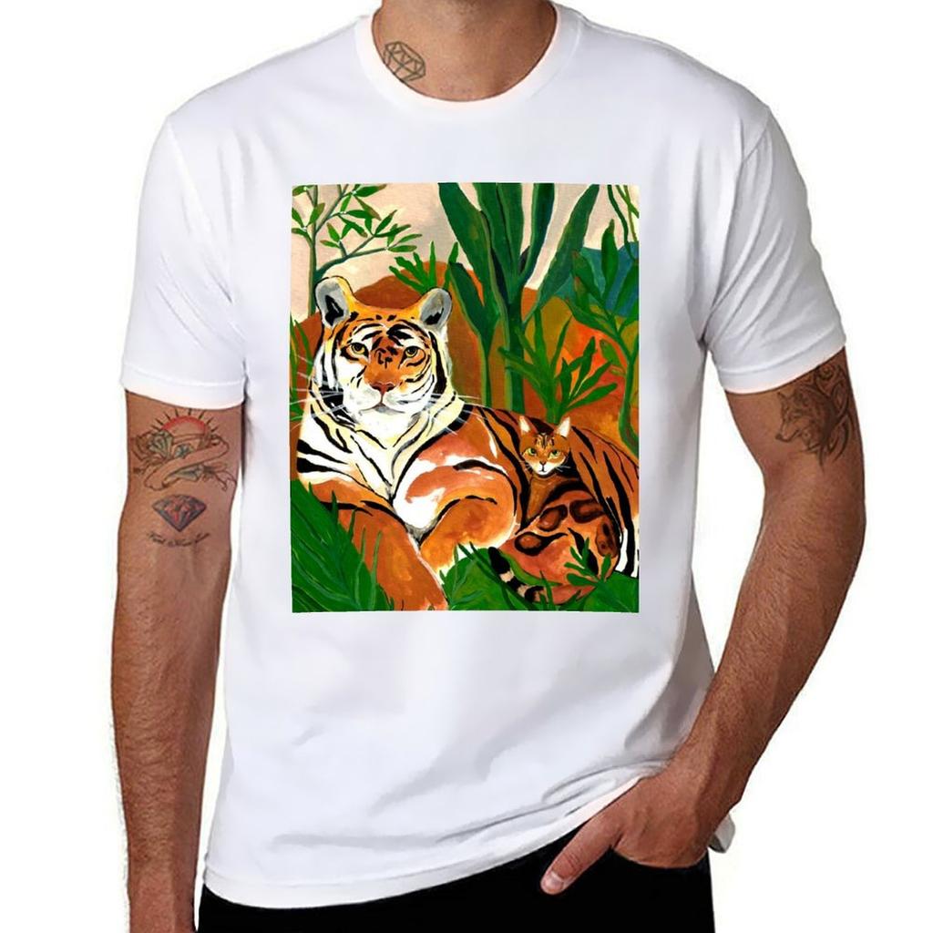 Tiger Cat Jungle Tshirt Casual Loose Short Sleeve Tee For Unisex