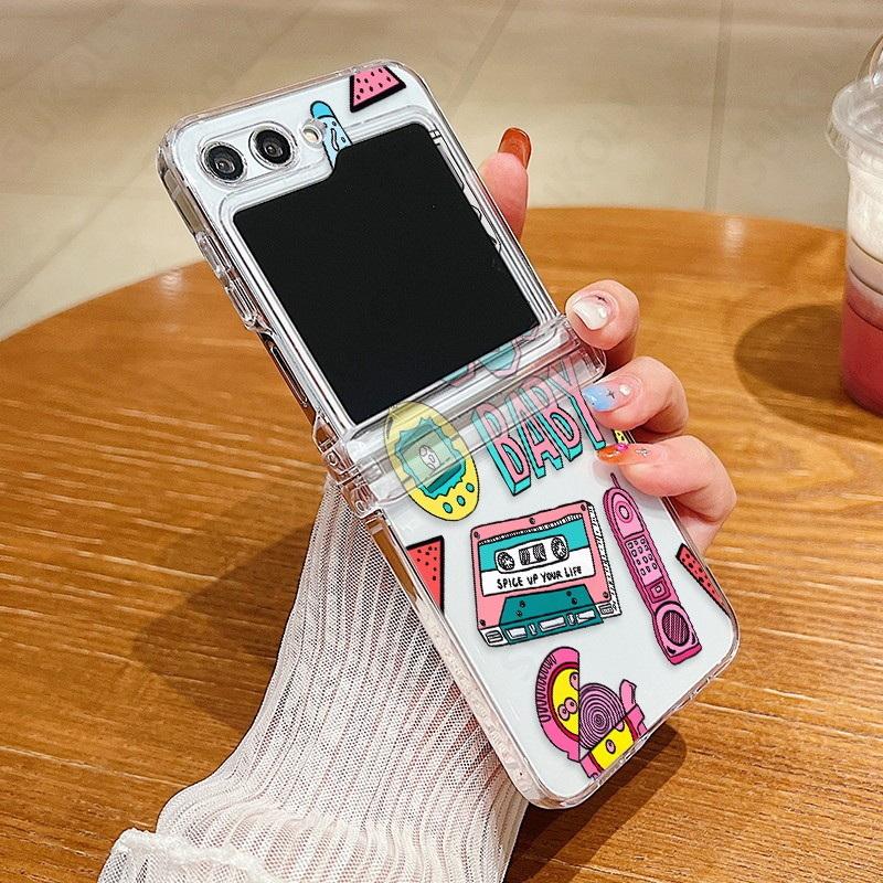 Creative Case For Samsung Galaxy Z Flip 7 5 4 6 3 5G Fashion Personalized Hard Folding Case For Galaxy Z Flip5 Flip4 Flip6 Flip7