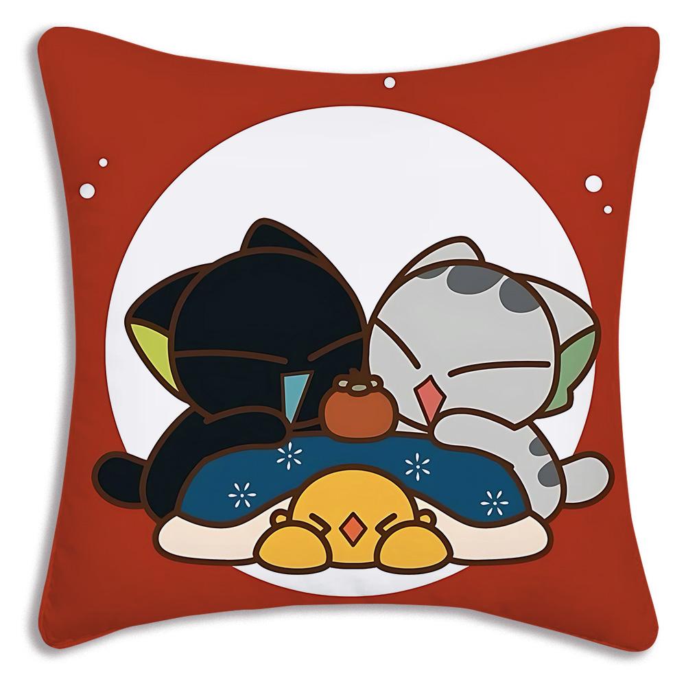 Cartoon luo xiaohei cat Pillow Covers Cartoon Sofa Decorative Home Double-sided Printing Short Plush Cute Cushion Cover