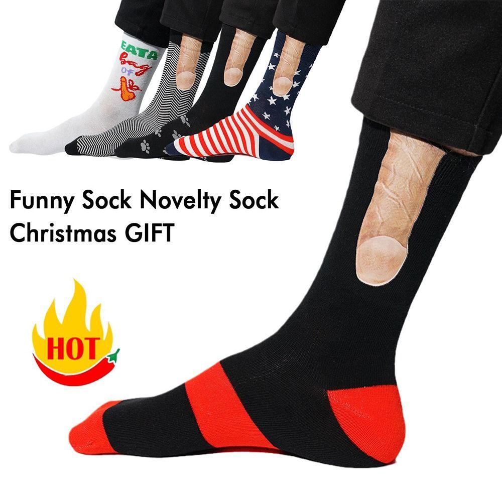 Buy Breathable Joke Exposed Crew Socks Gift Middle Tube Socks Female