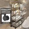 UNTIOR Transparent acrylic trolley cosmetics bedroom living room snack storage shelf bathroom mobile home shelfstorage shelf