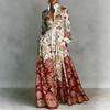 Cross-border European and American French Waist Slim Long-sleeved Printed Dress Elegant Retro Casual Dress Resort Style Women's Clothing