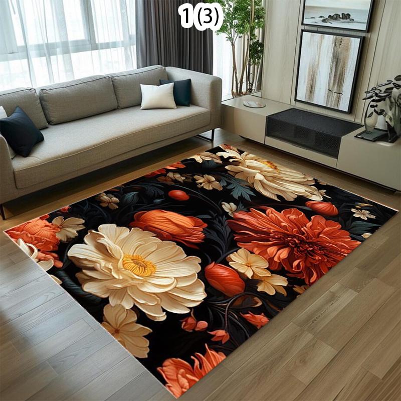 Elegant Flowers Carpets Comfortable Color Live Room Floor Mat Home Decor Soft Non-slip Kid Room Bedroom Easy To Clean Sofa Rugs