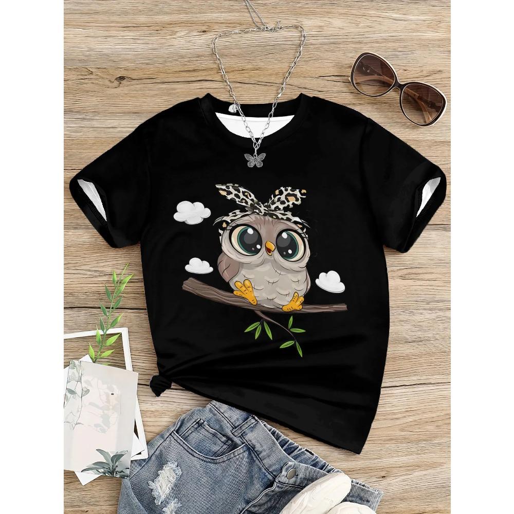 Graphic Cartoon Owl T Shirts T-shirts for Children Girls Clothes Children's Clothing for Girl Child T-shirt Girl Summer