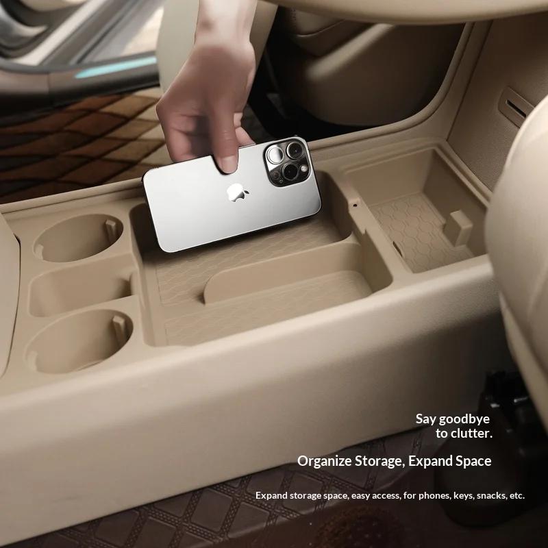 For AITO M7 2024 Center Console Storage Box, Custom Silicone Organizer Tray, Anti-Slip Cup Holder Mat Car Accessories