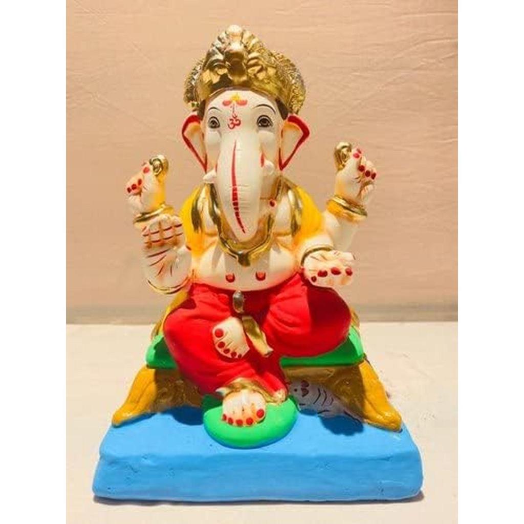 Eva Gourmet Vanilla Ganpati Idol for Ganesh Chaturthi and Visarjan Clay Idol Vinayaka Chaturthi Utsav Eco Friendly Ganesh Festival- 3 Sizes