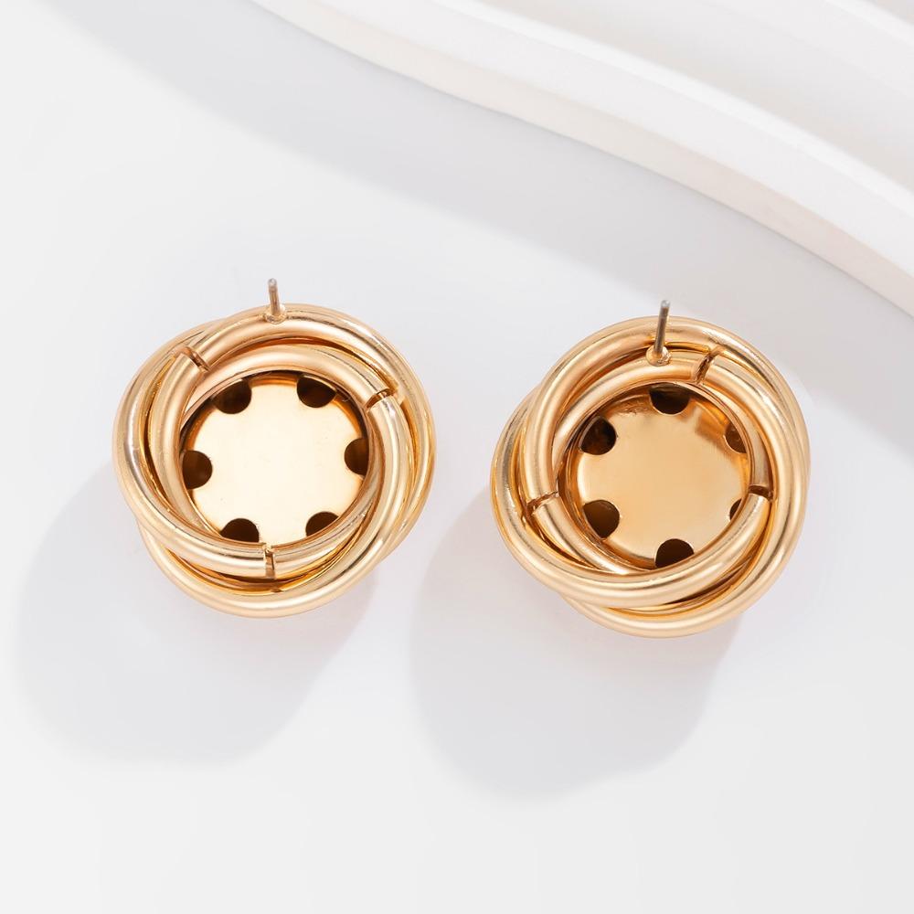 Fashion Simple Geometry Gold Color Metal Texture Winding Smooth Semi-circle Stud Earrings for Women Korean Temperament Jewelry