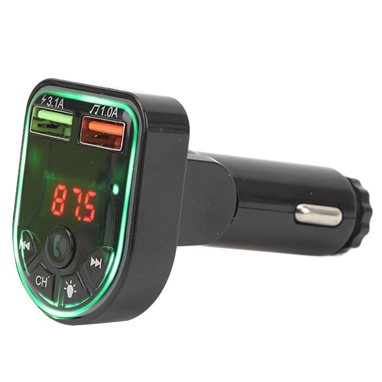 Автомобильный Bluetooth-передатчик DC12V‑24V Bluetooth 5.3 7-цветная подсветка Противоскользящий Универсальный Автомобильный Радио Музыкальный Адаптер Зарядное устройство