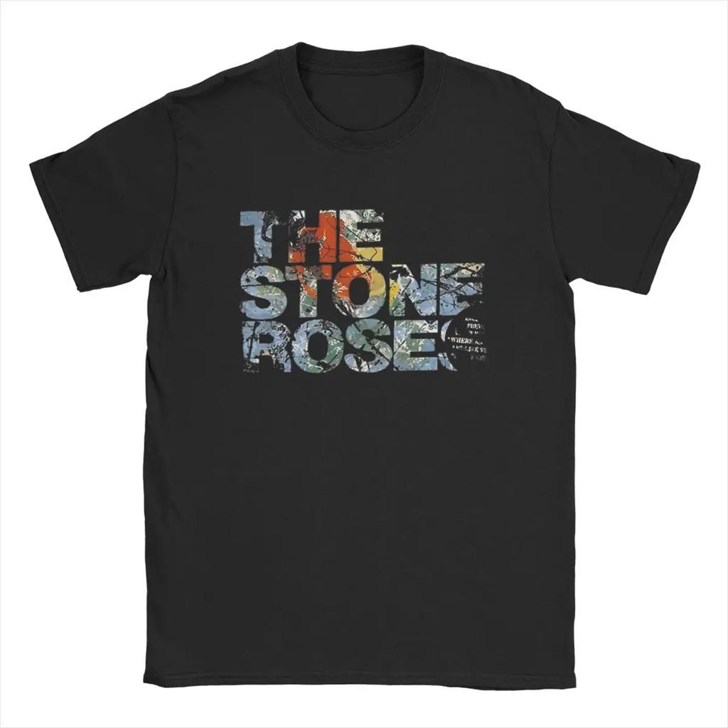 Fashion The Stone Roses Logo 1-6 T-Shirt Men O Neck 100% Cotton T Shirt English Rock Band Short Sleeve Tee Shirt Adult Clothes