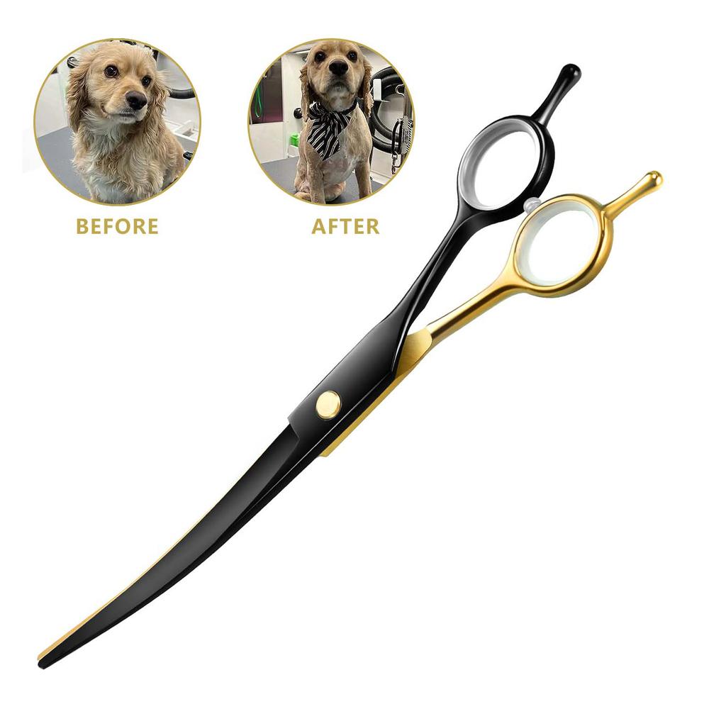 Professional 7-Inch Curved Chunkers Shears for Pet Grooming - Premium Stainless Steel Scissors, Lightweight Design for Cat