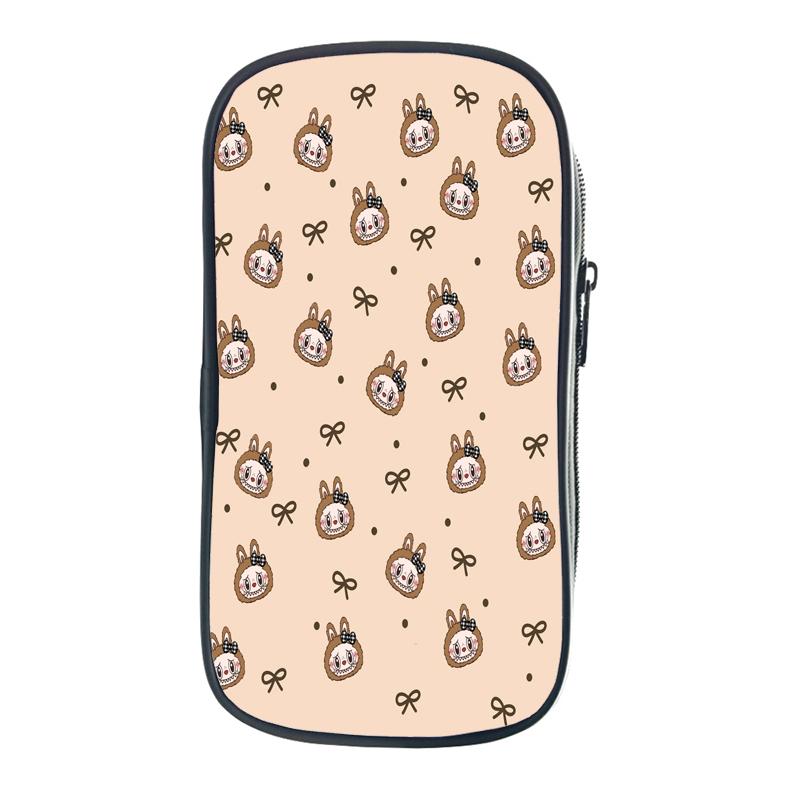 Labubu Cartoon Pen Bag The Monsters Printed Stationery Box Abubu Large Capacity Pencil Case Cute Anime Bags Student School Bag