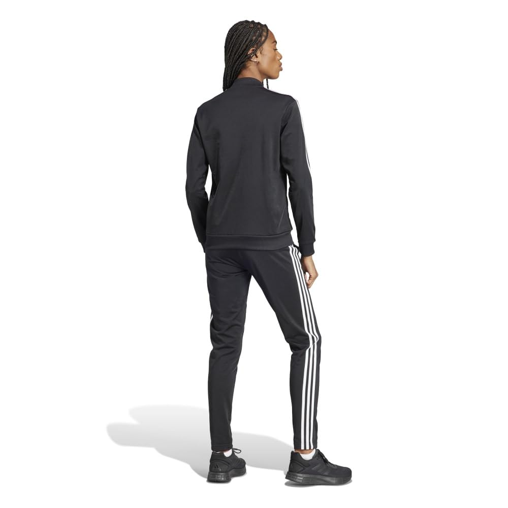 Adidas Essentials Tracksuit 3-Stripes Set, Women's, Top Black/White, Bottom Black/White (IJ8781) J/L