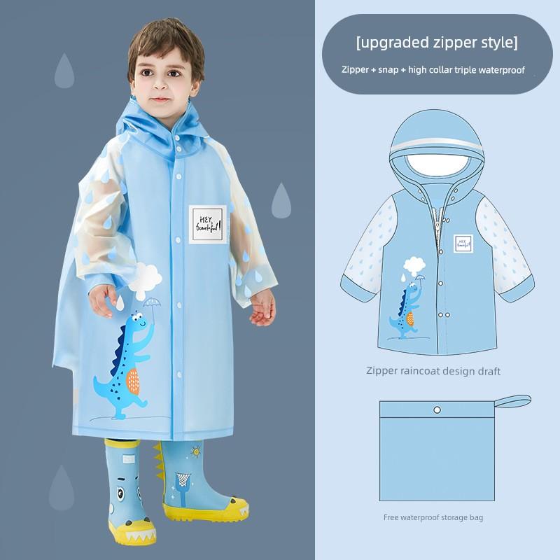 Children's Raincoat for Boys and Girls, Transparent Rain Poncho for Toddlers and Kindergarten Kids, Dinosaur Raincoat, Rain Gear
