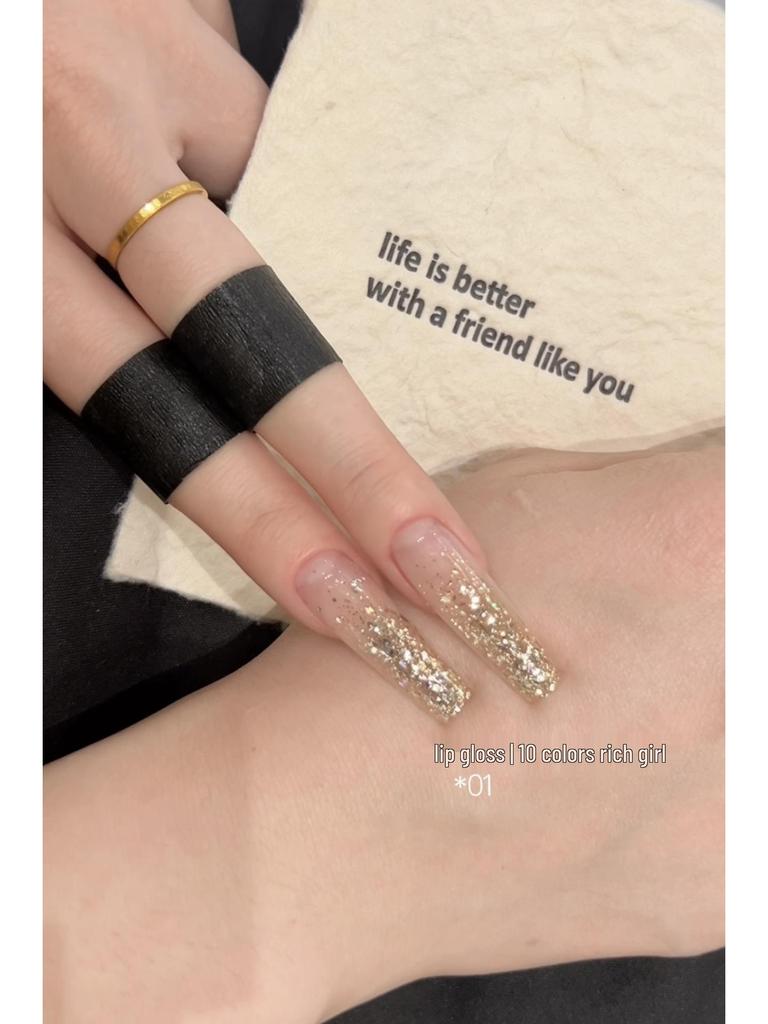Rich Girl 10-Color Glitter Gel Nail Polish: Gold & Silver Ice Transparent Diamond Shine
