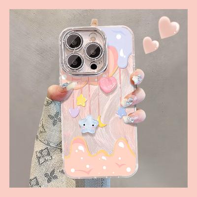 Cloud Love Doll Is Suitable for Apple 16e Mobile Phone Case 13promax Feather Yarn 15 All-inclusive Lens Film 14 Cute