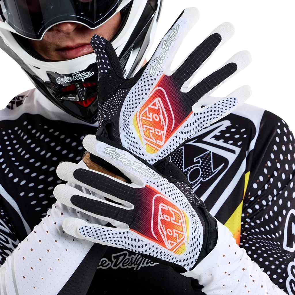 Troy Lee Designs RS Taichi Motorcycle Gloves, Motocross, Off-Road, Breathable Mesh, Lightweight, Durable, Air Gloves, TDT086 Optic White/Black, Large