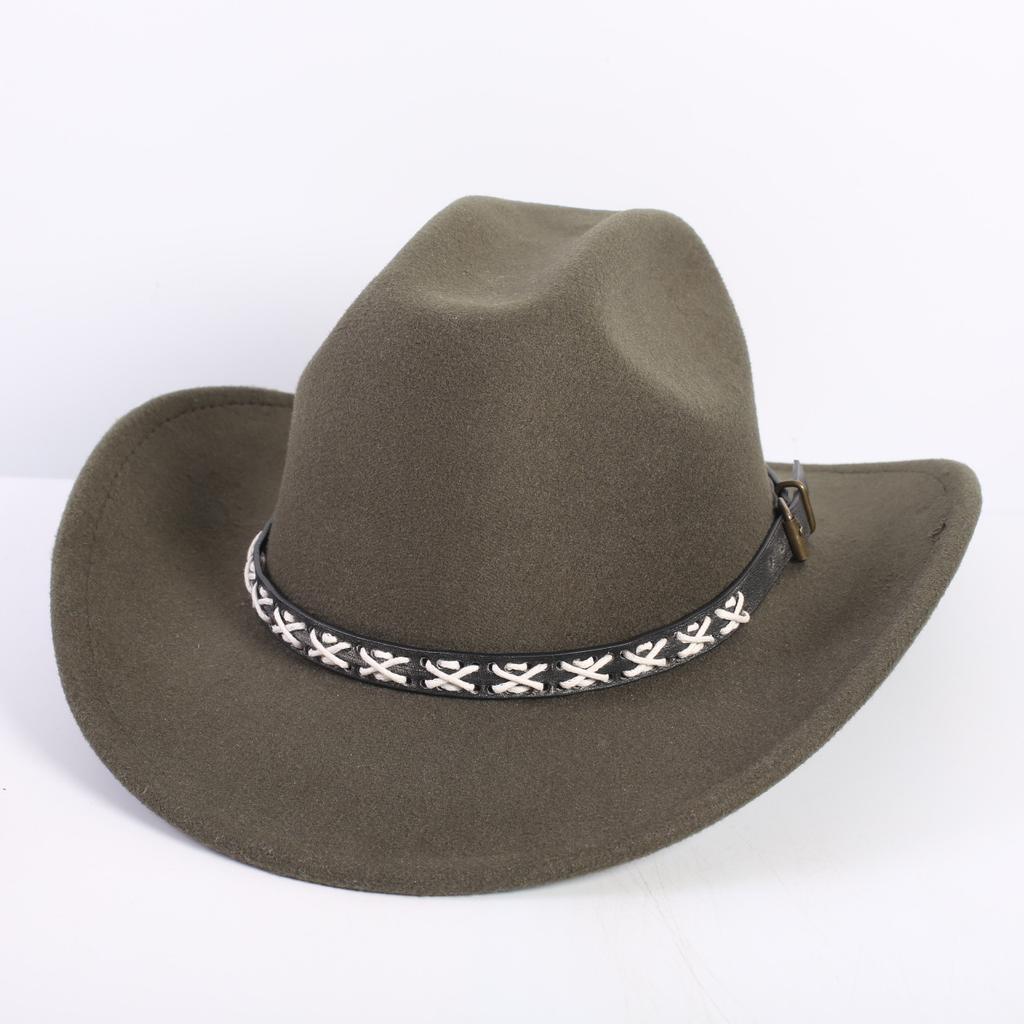 Beliebte europäische und amerikanische Mode OL-Stil einfarbiger Cowboyhut Herren und Damen High-End Zylinder Jazzhut Filzhut
