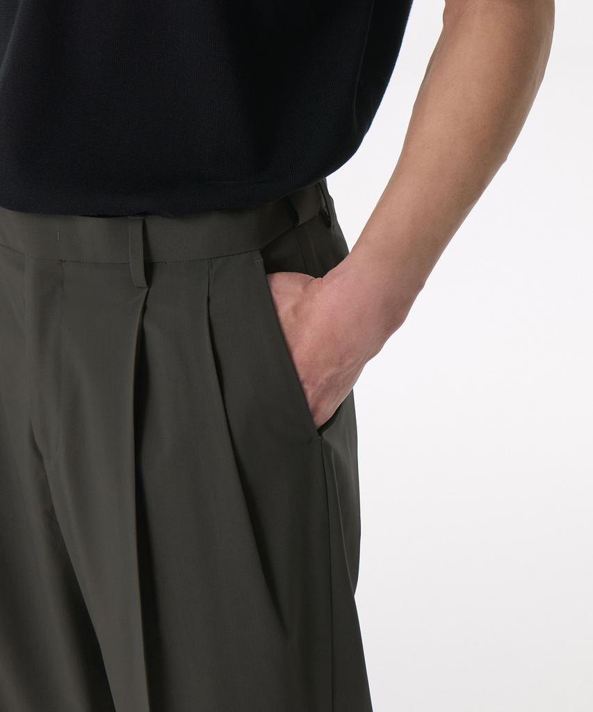 MUSINSA STANDARD [Cooltandard] Real Wide Hidden Banding Slacks [Dusty Khaki]
