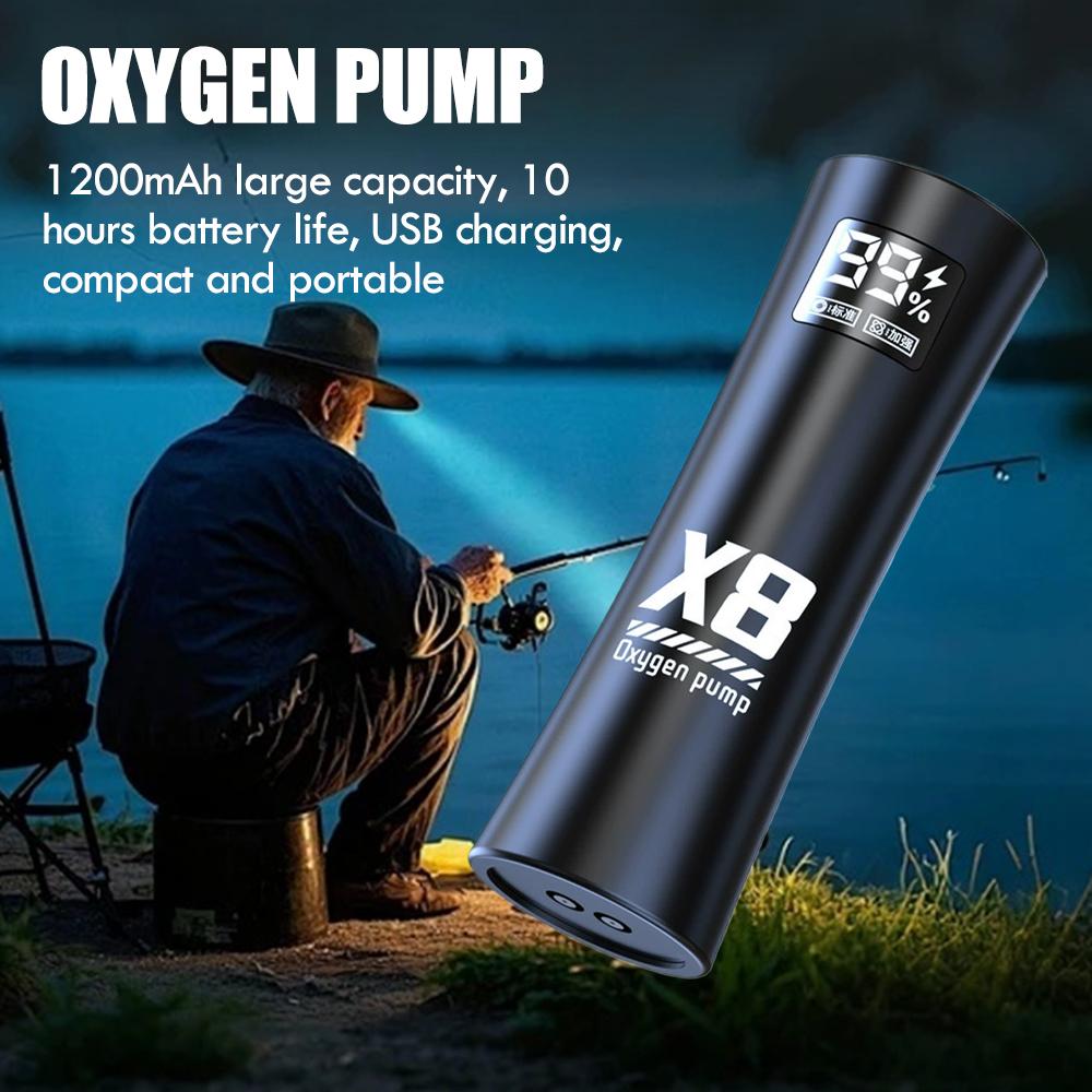 5W USB Rechargeable Oxygen Pump for Outdoor Fishing/Aquarium, Portable Aerator with 10H Runtime for Night Fishing