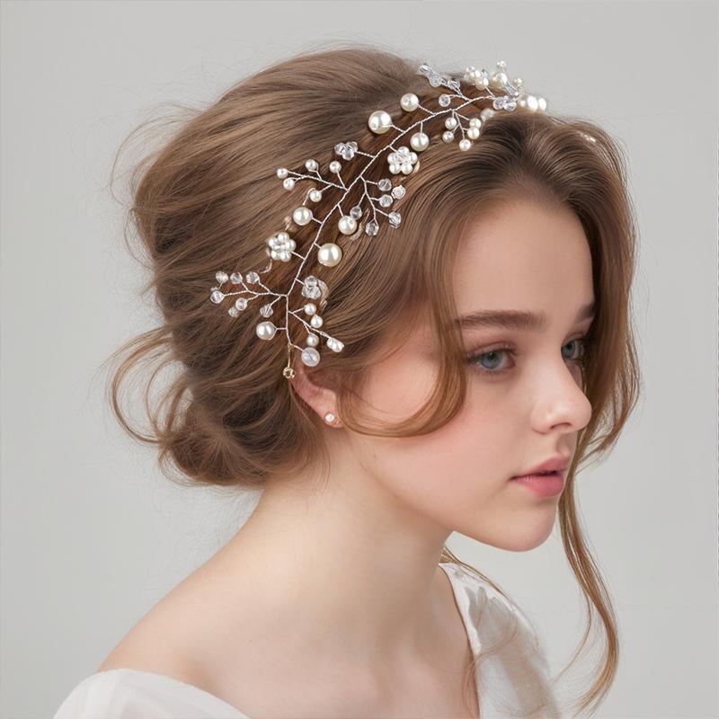 1PC Headband Handmade Accessories Bride Bead Gift Plastic Elegant Headband Wedding Simplicity