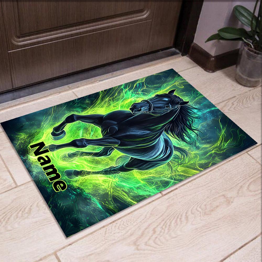 Custom Name Horse Printed Carpet,Rug for Office Chair Living Room Bedroom Kitchen Room Decor Gifts.