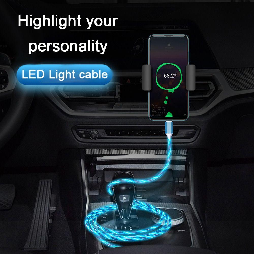 USB C Wire Type C Micro USB Type C Data Cord Charge Wire Mobile Phone Charging Cables Glowing Cable