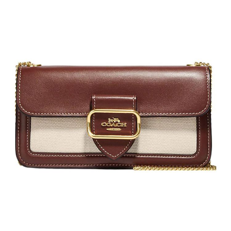 Coach Morgan 20 Metal Logo Snap Canvas And Calfskin Shoulder Crossbody Bag Large Women bags Red Beige CH738-IMNAM Basic Set BagDust Bag 21800₽