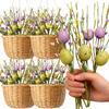 12/1pcs Foam Eggs Flower Branch Easter Colorful Artificial Floral Stems Home Vase Table Centerpiece Egg Berry Cutting Bouquet