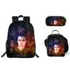 Student Backpack Lunch Bag Pencil Case 3-Piece Set, Waterproof Durable Large Capacity, MJ Pattern, Kids School Bag Set