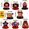 Happy 18th Birthday Red and Black Table Honeycomb Centerpieces Balloons Theme Decor Table Decorations Table Toppers for Girls Women Princess 18 Years