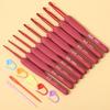 Red Soft Grip Crochet Hooks Set: Handmade Silicone Non-Slip Knitting Needles with Bag