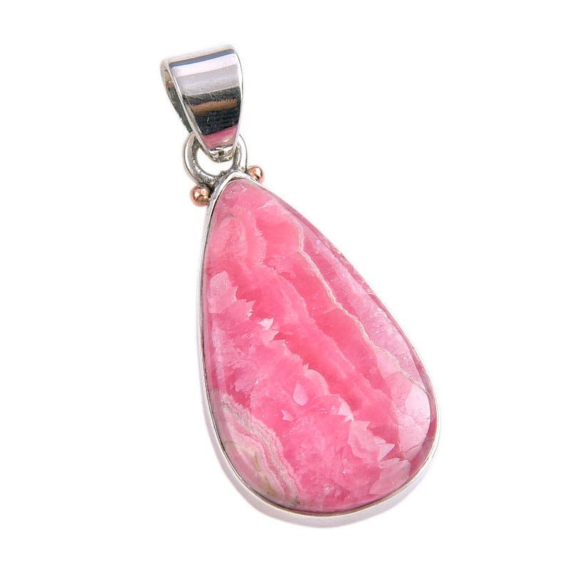 Natural Rhodochrosite Gemstone 925 Solid Sterling Silver Gift Pendant 1.50" I4w20
