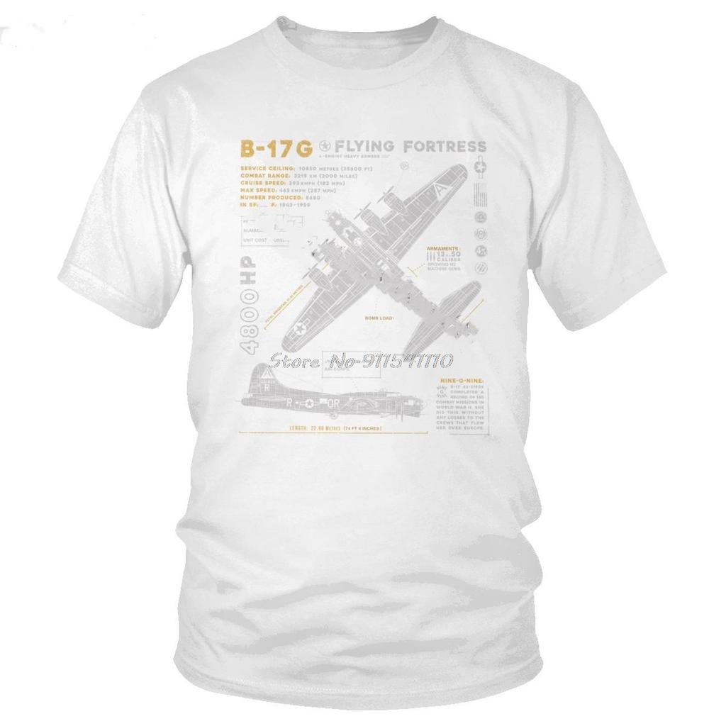 T-shirt Vintage B-17 Forteresse Volante Spitfire Homme Coton Avion de Chasse T-shirt Pilote de Guerre Manches Courtes Avion T-shirt