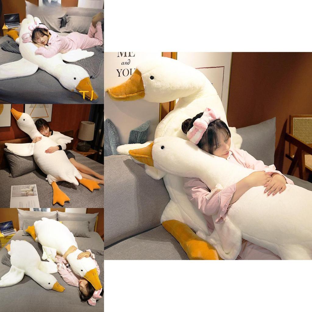 Adorable Large White Goose Plush Pillow Soft And Cuddly With Cozy Filling For Bedroom