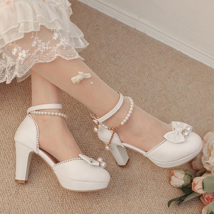 Baotou sandals lolita shoes princess lo shoes with skirt high heels thick heel single shoes lolita shoes