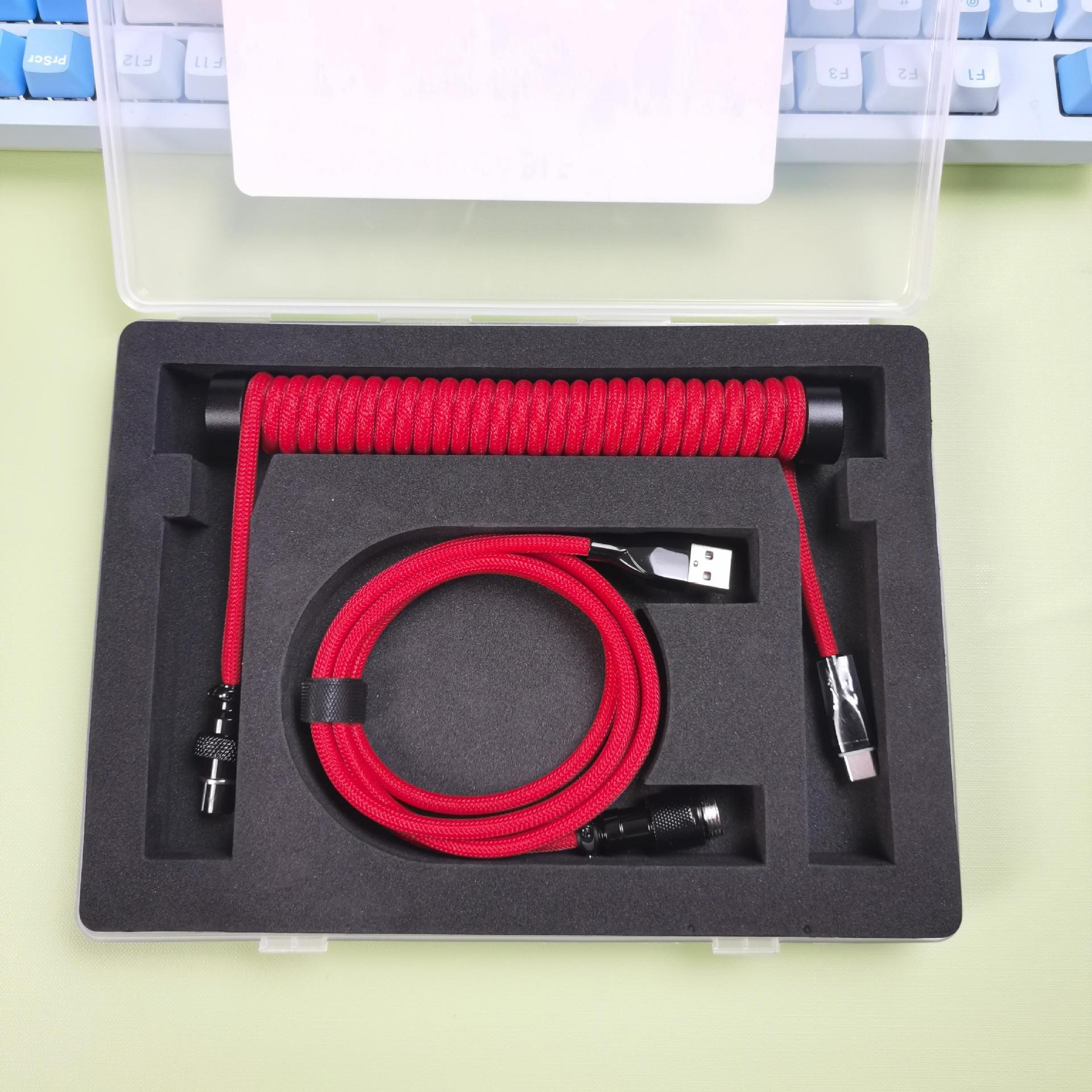 

Кольоровий Телескопічний USB Кабель для Механічної Клавіатури, Кабель-Пружина Type-C Авіаційного Типу для Високої Міцності