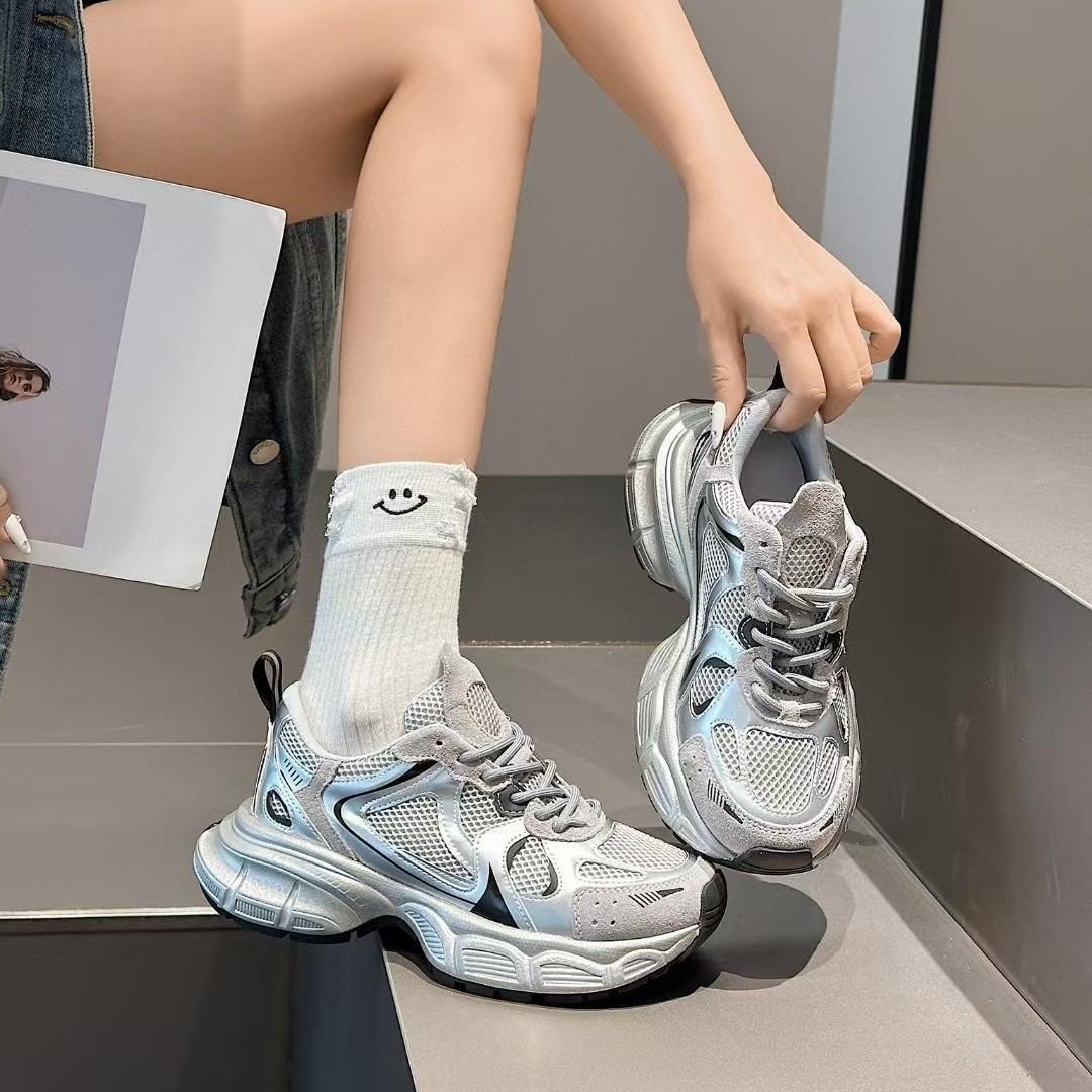 

Dad Shoes, New Casual Shoes for Women, Versatile Thick-soled Sports Shoes, Running Shoes 40 сірий/срібний
