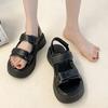 Platform sandals women's 2025 summer new muffin open-toed Velcro Roman sandals casual contrasting beach women's shoes